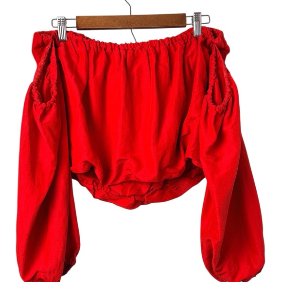 Free People Boho “In the Limelight” Off-Shoulder Crop Top Size-M EUC - Picture 5 of 9